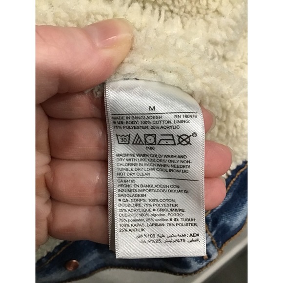 Old Navy Oversized Sherpa-Lined Boyfriend Jean Jacket Women's M Denim Cozy Coat - Picture 6 of 8